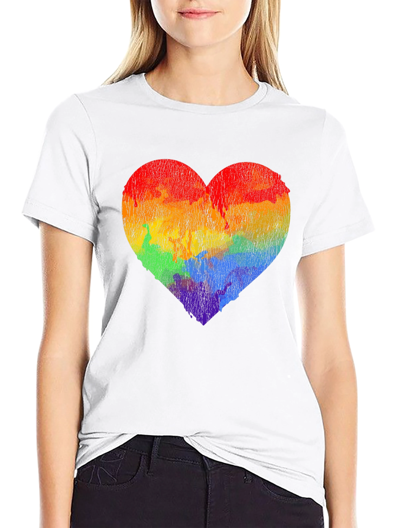 Rainbow Heart Graphic Tee - Pride Love Shirt