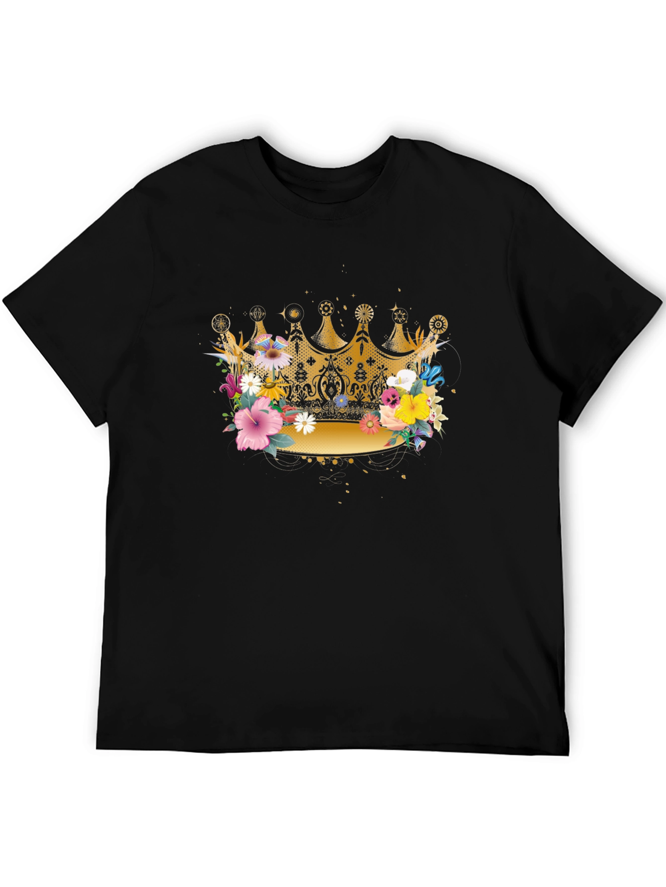 Floral Crown Graphic Black T-Shirt