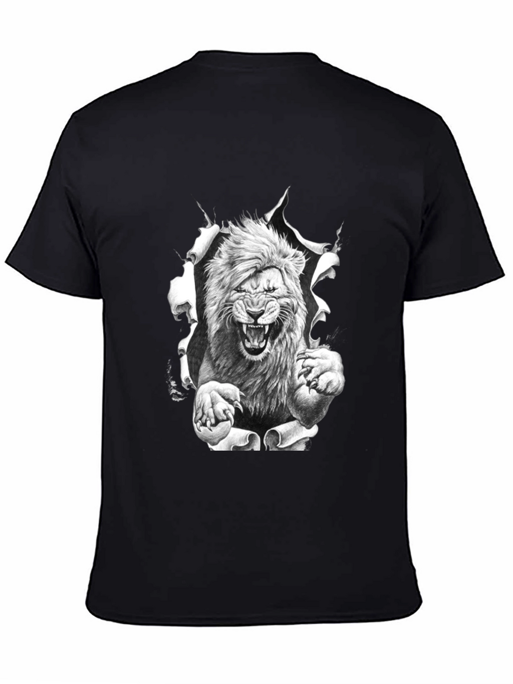 Lion Graphic Print Black Tee