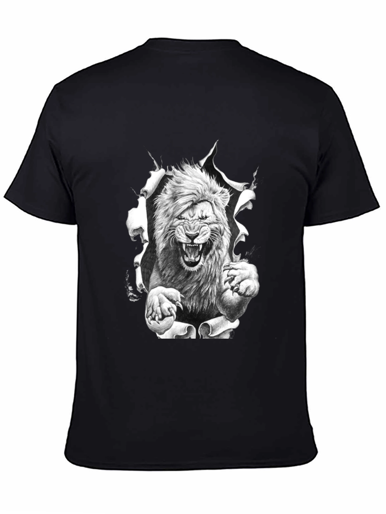 Lion Graphic Print Black Tee