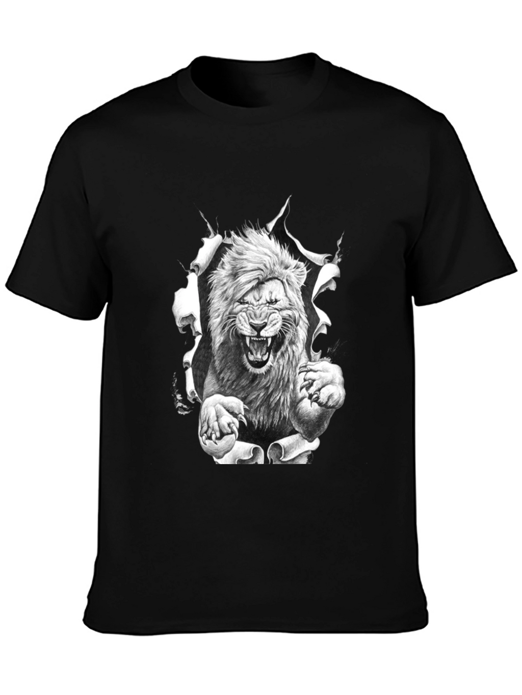 Lion Graphic Print Black Tee