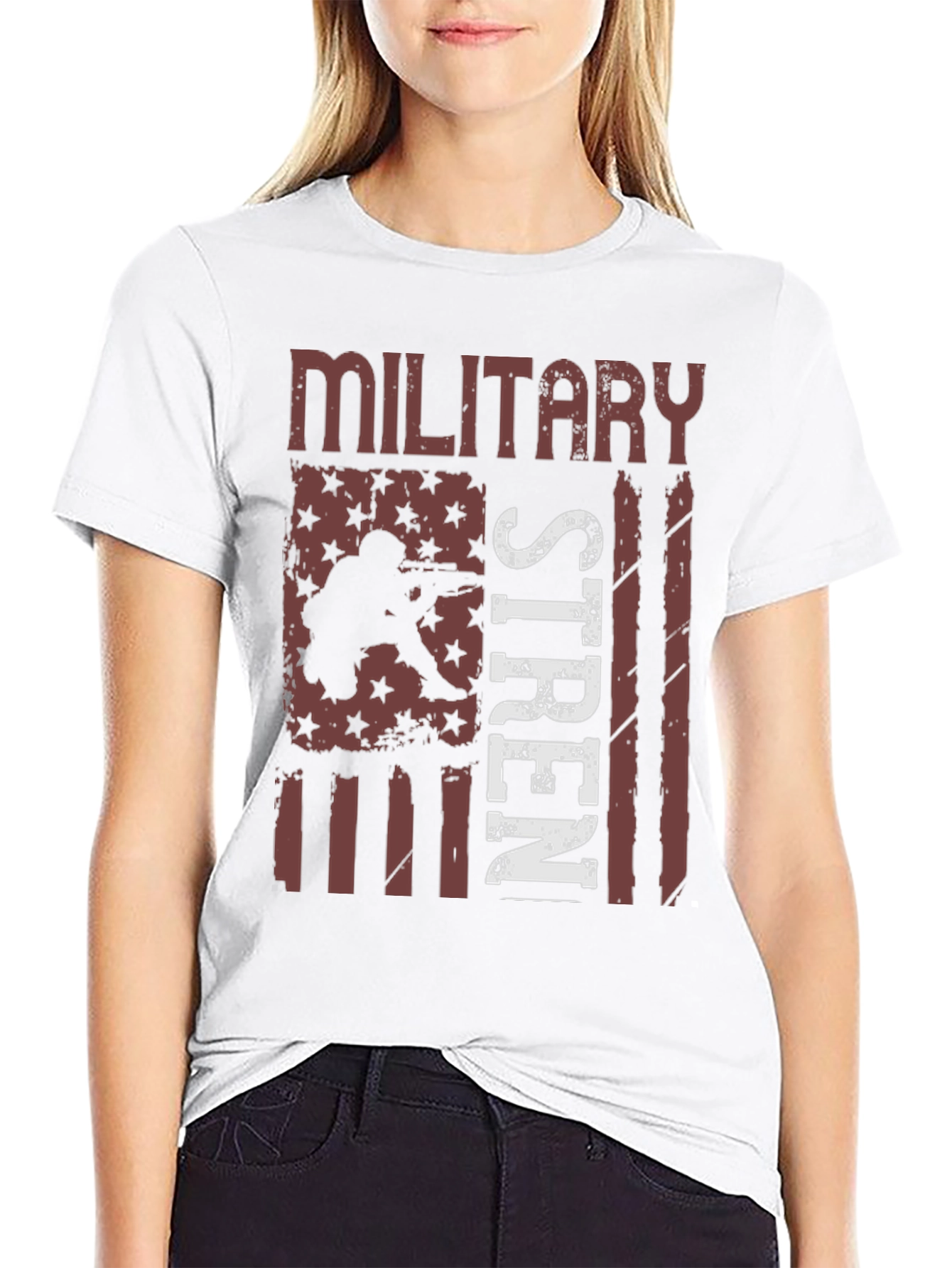 Military Strength USA Flag Graphic T-Shirt
