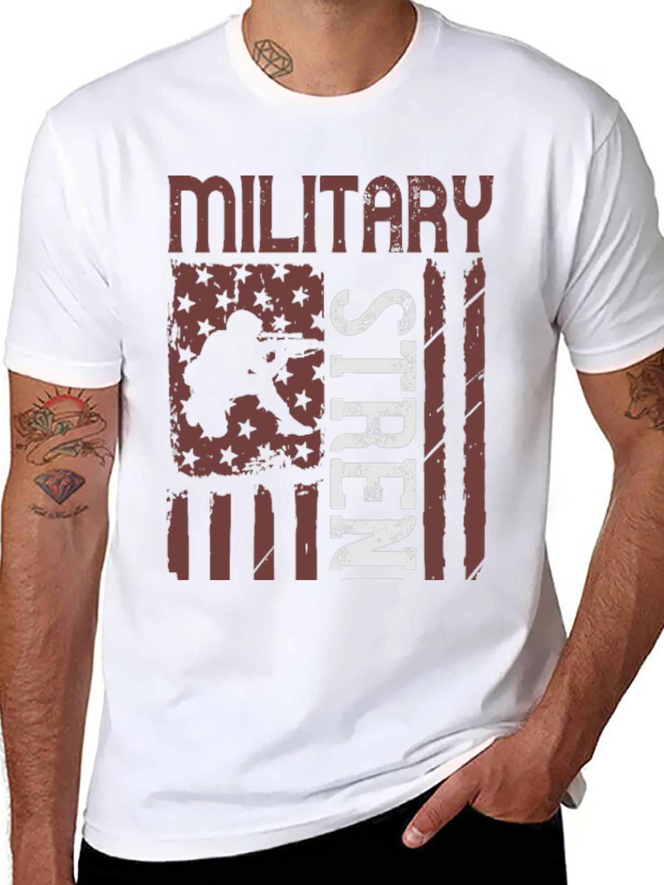 Military Strength USA Flag Graphic T-Shirt