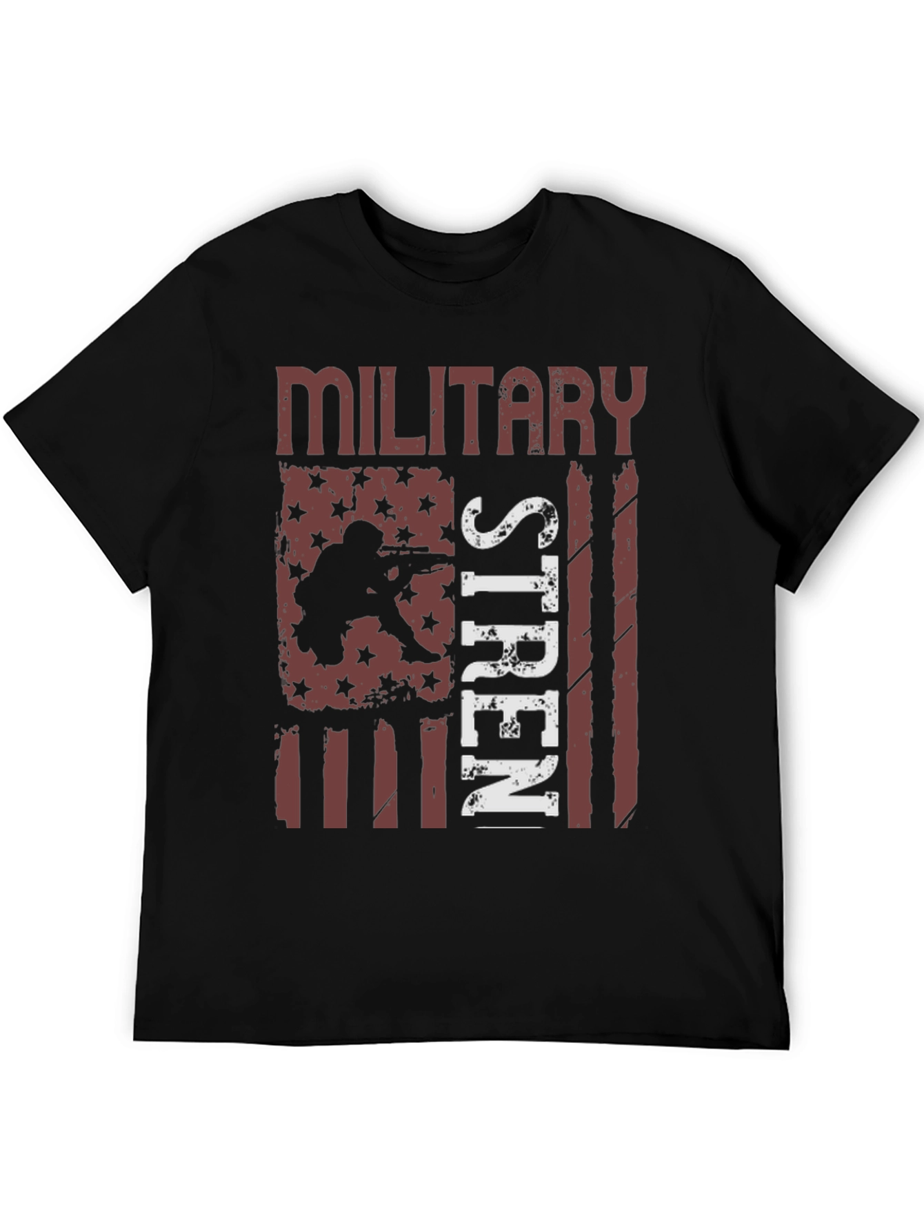 Military Strength USA Flag Graphic T-Shirt