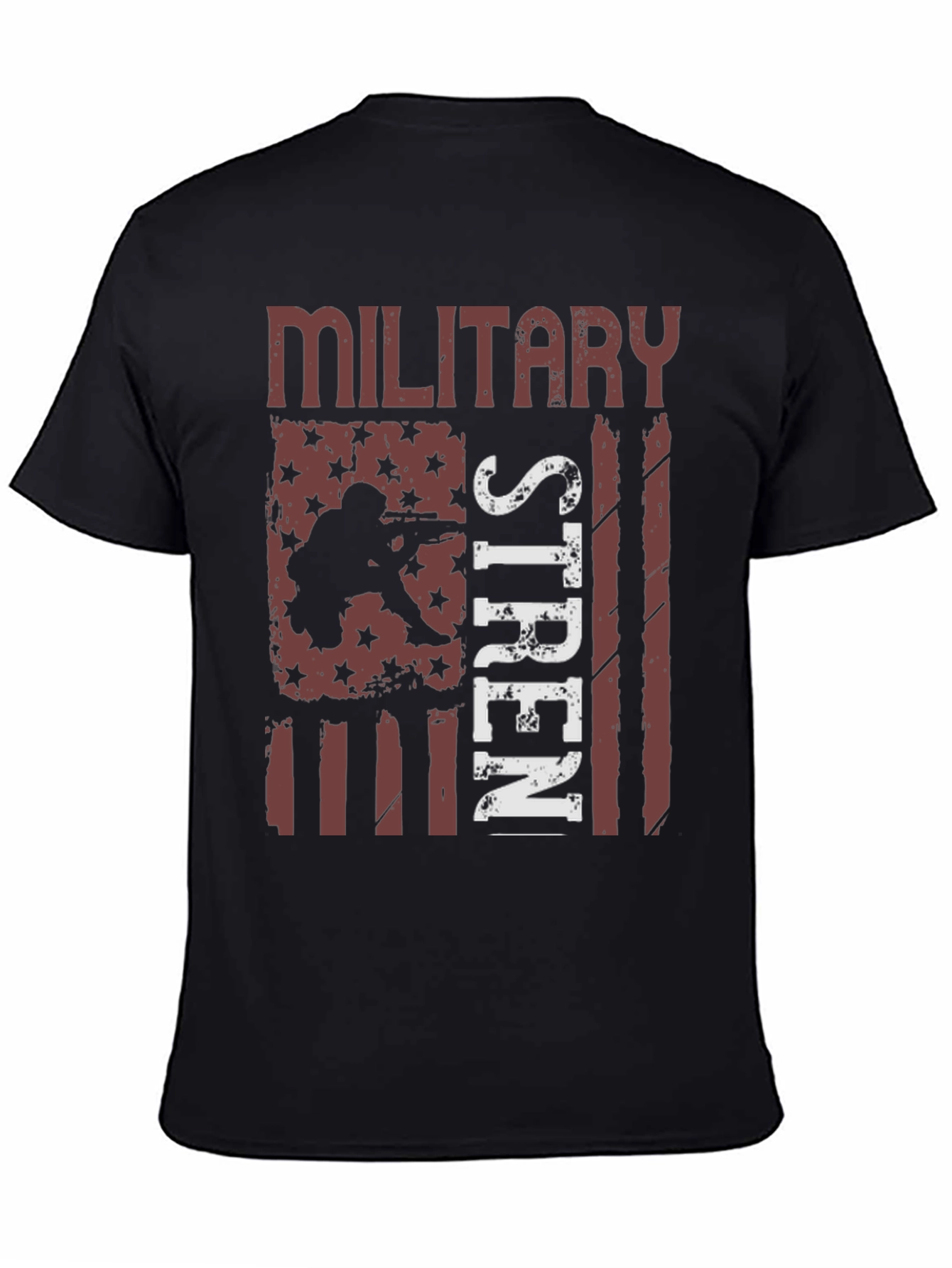 Military Strength USA Flag Graphic T-Shirt
