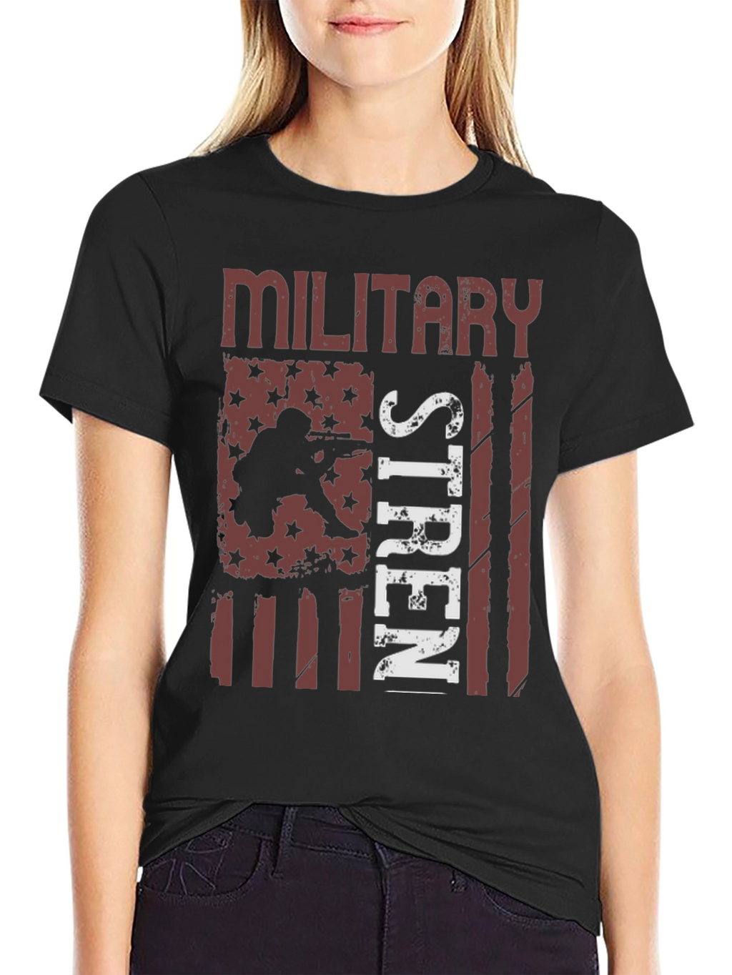 Military Strength USA Flag Graphic T-Shirt