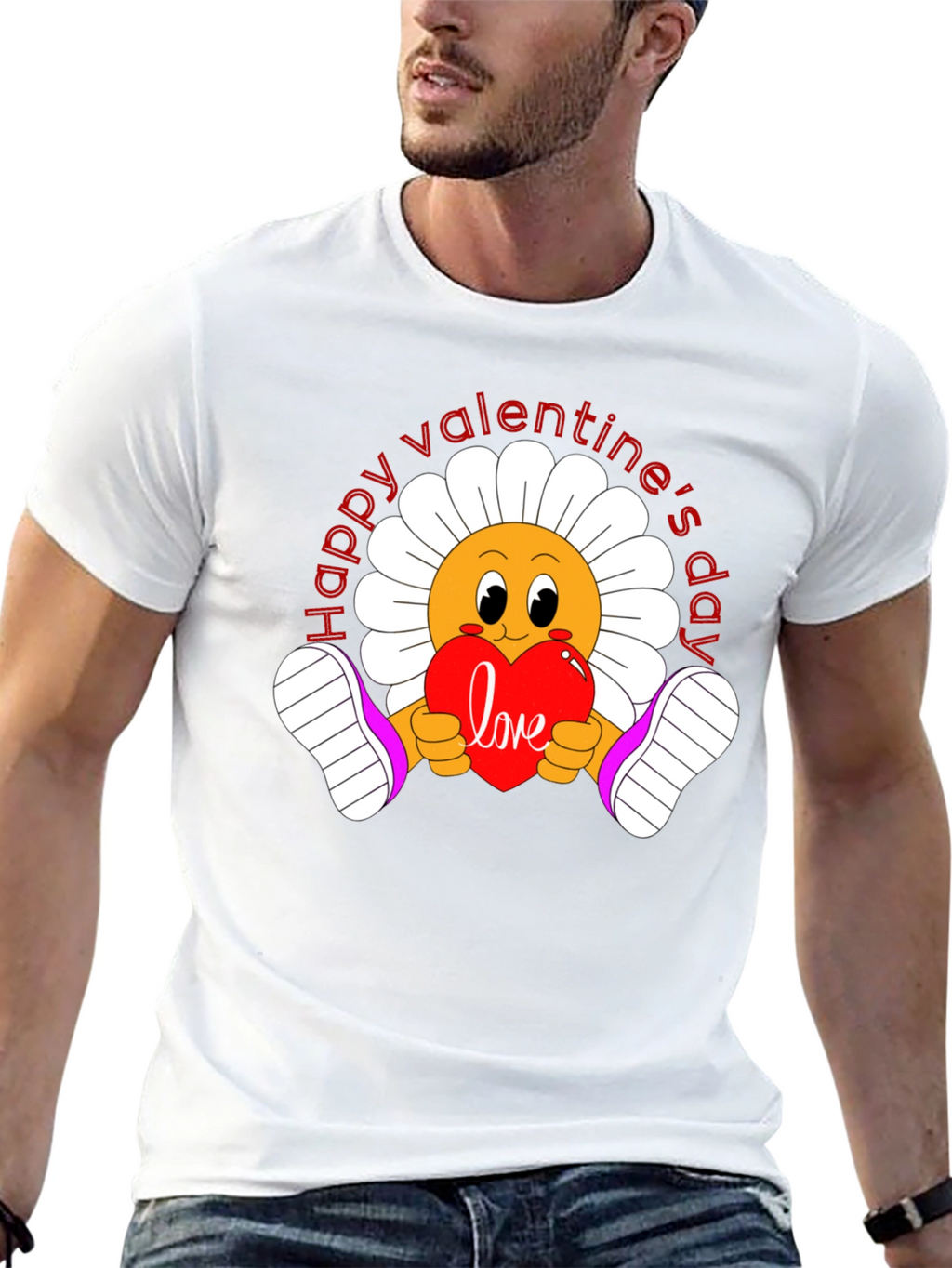 Happy Valentines Day Flower Graphic Tee