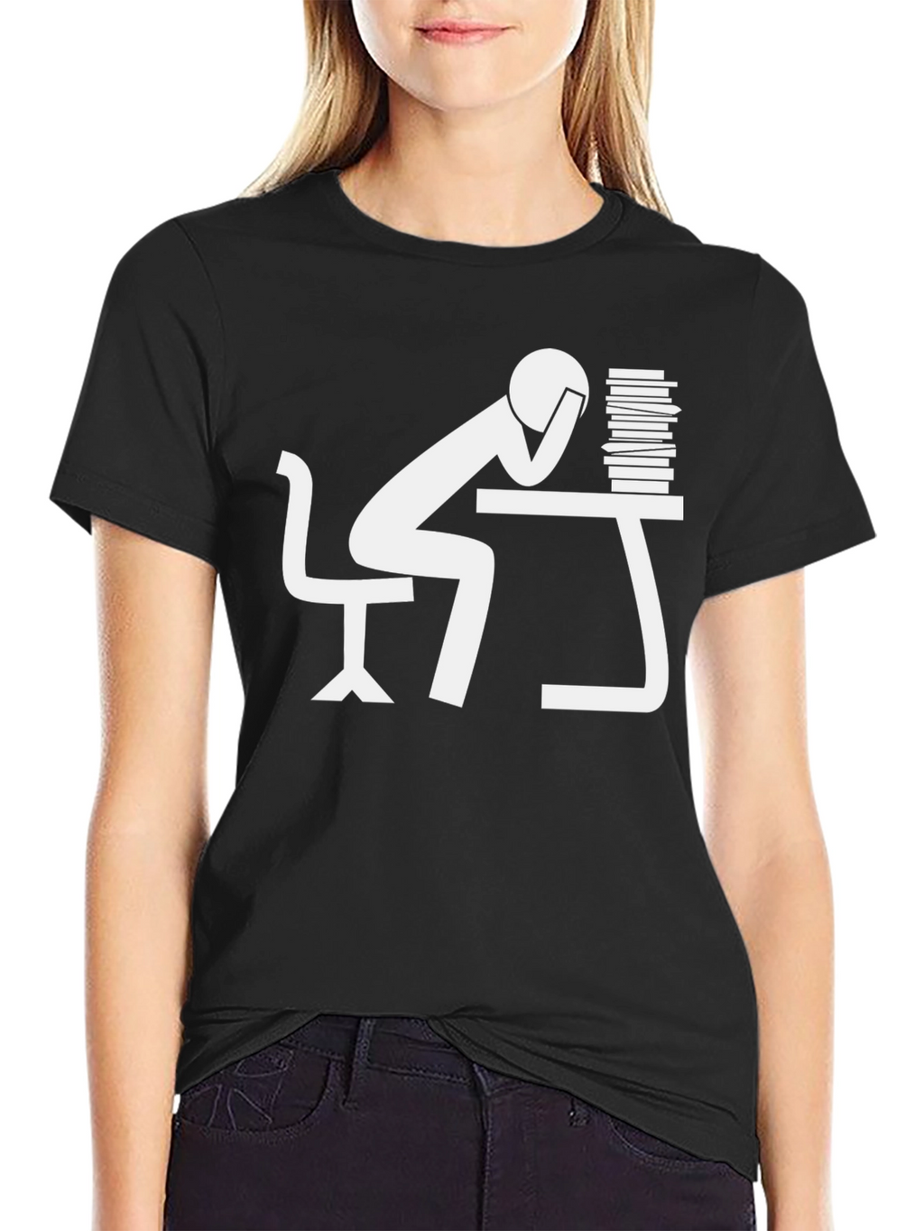 Stressed Student Black T-Shirt - Bookworm Style