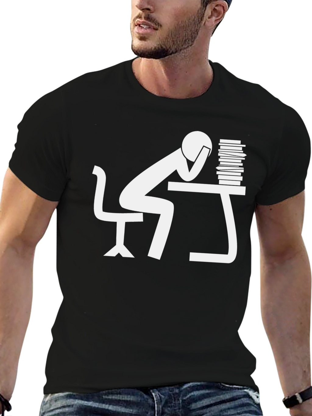 Stressed Student Black T-Shirt - Bookworm Style
