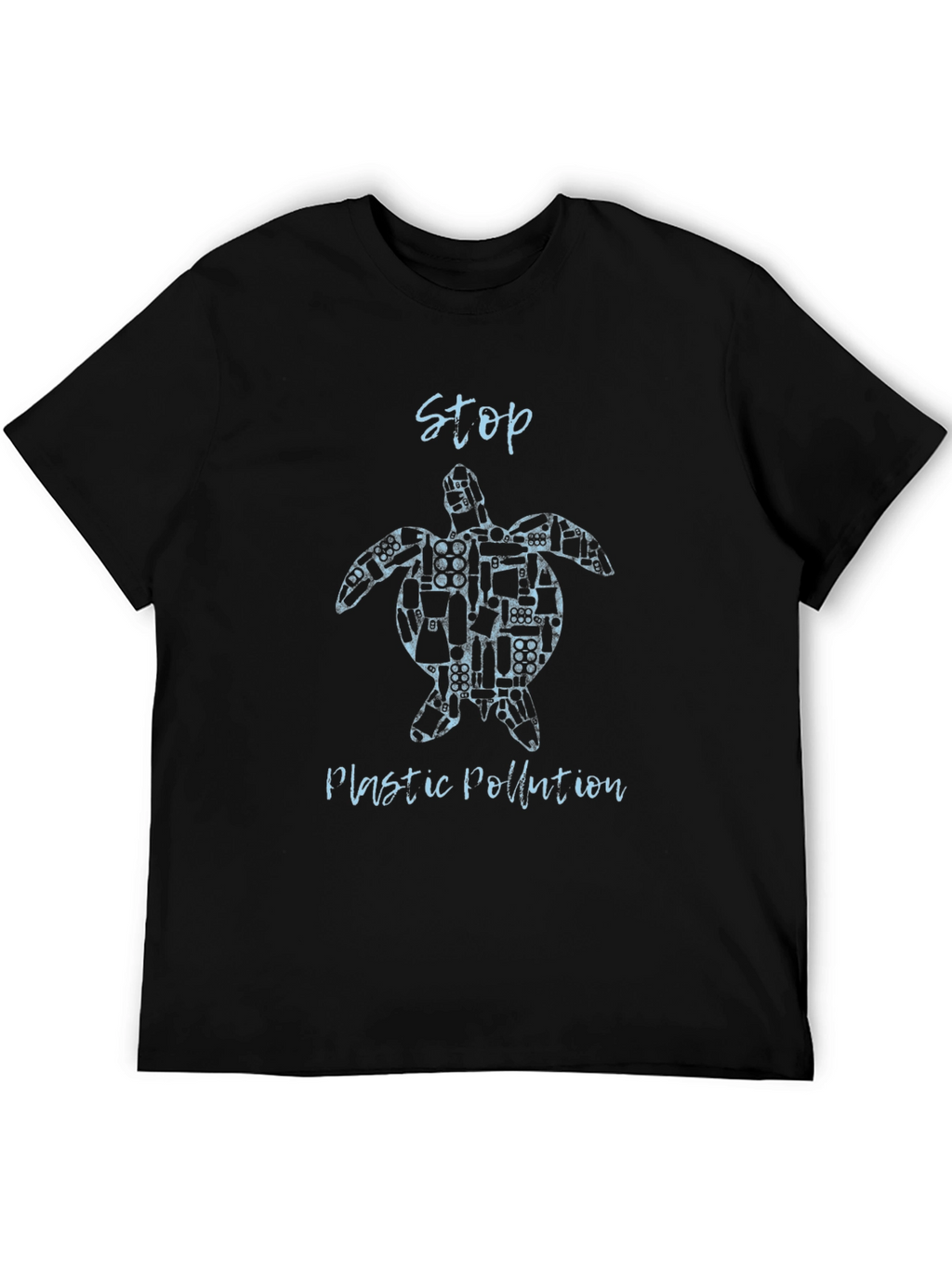 Stop Plastic Pollution Turtle Graphic Tee - Black