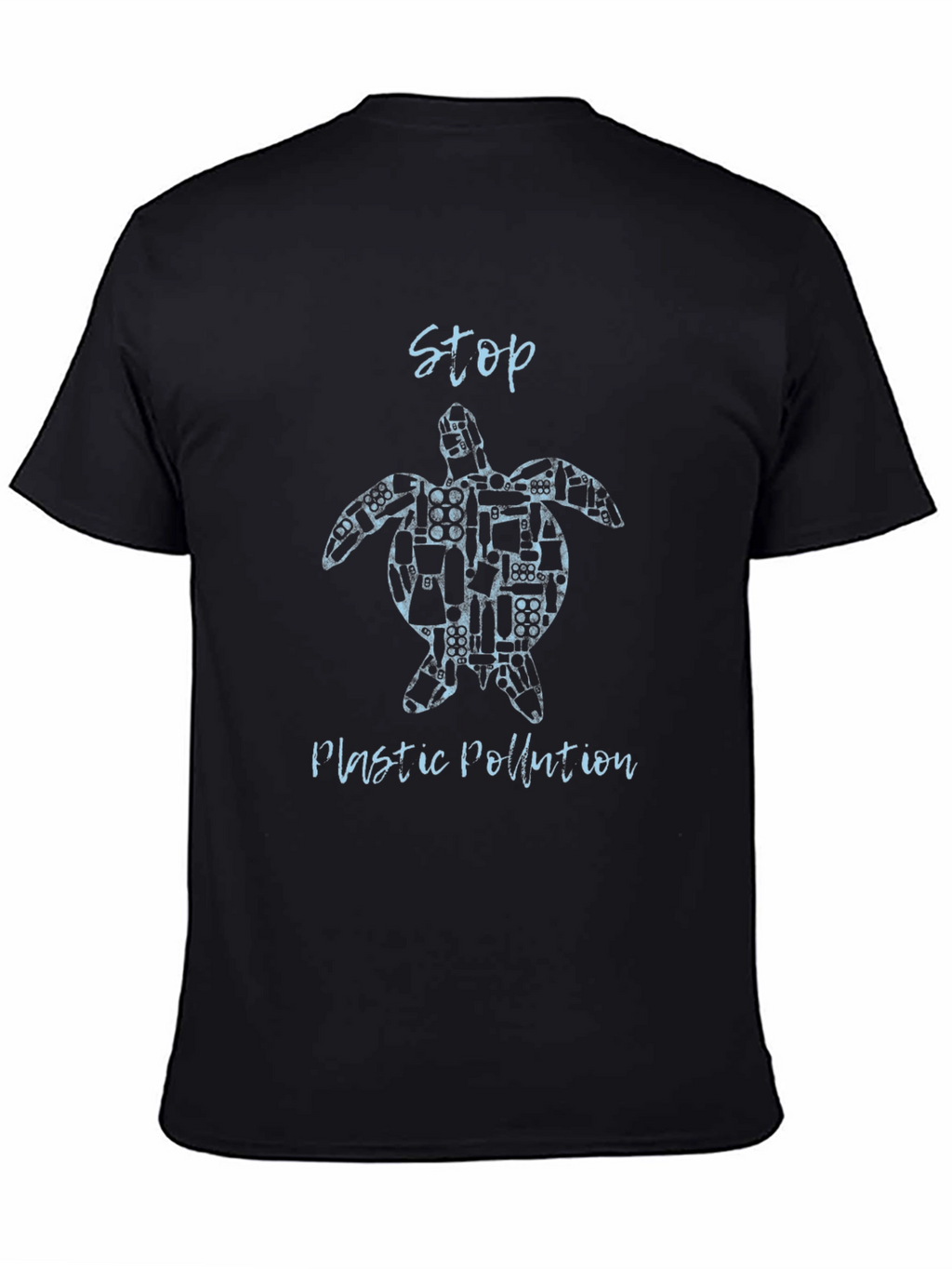 Stop Plastic Pollution Turtle Graphic Tee - Black