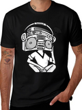 Retro Boombox Head T-Shirt - Classic Hip Hop Style