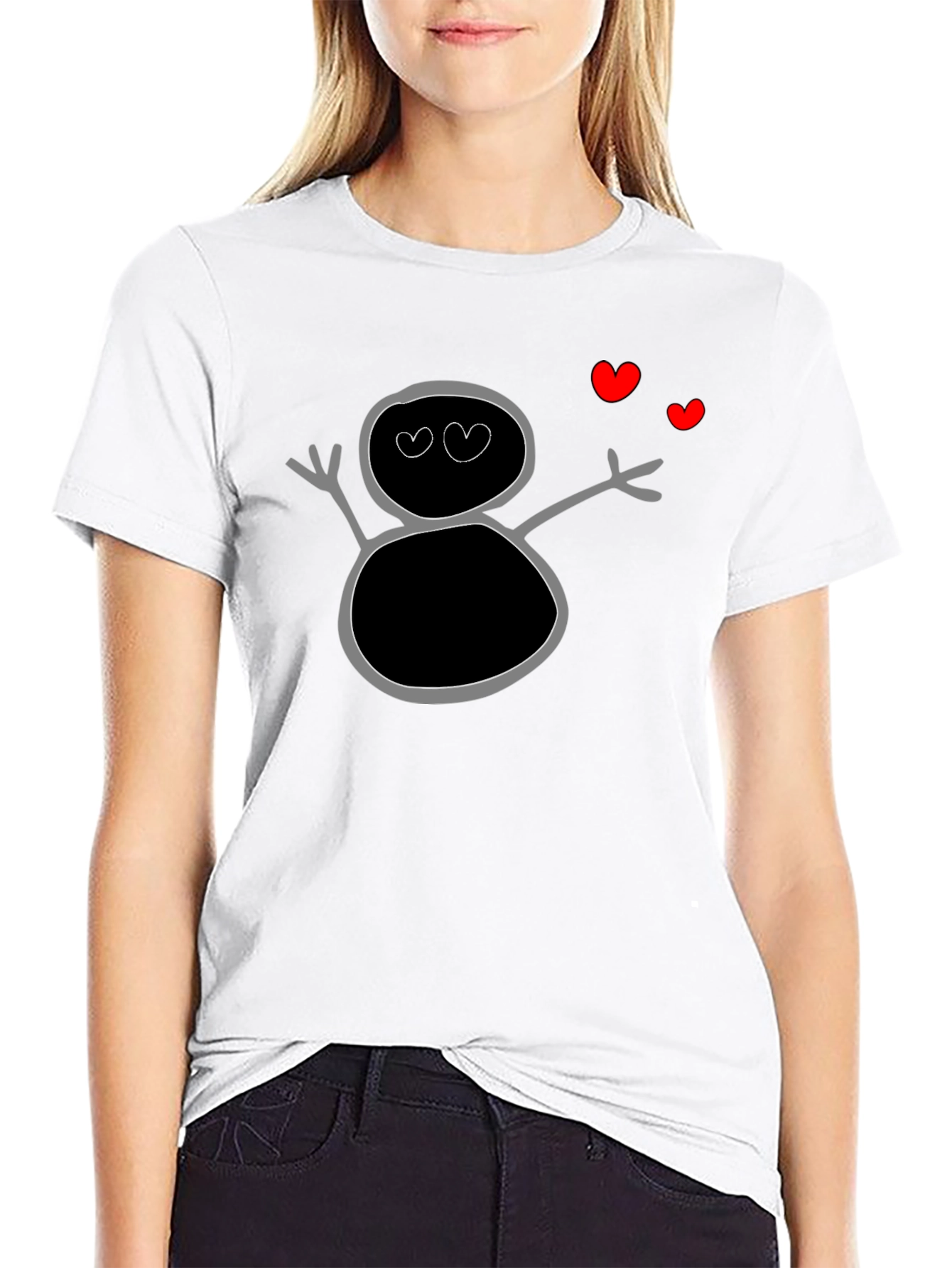 Whimsical Heart-Eye Doodle Tee - Comfort & Style