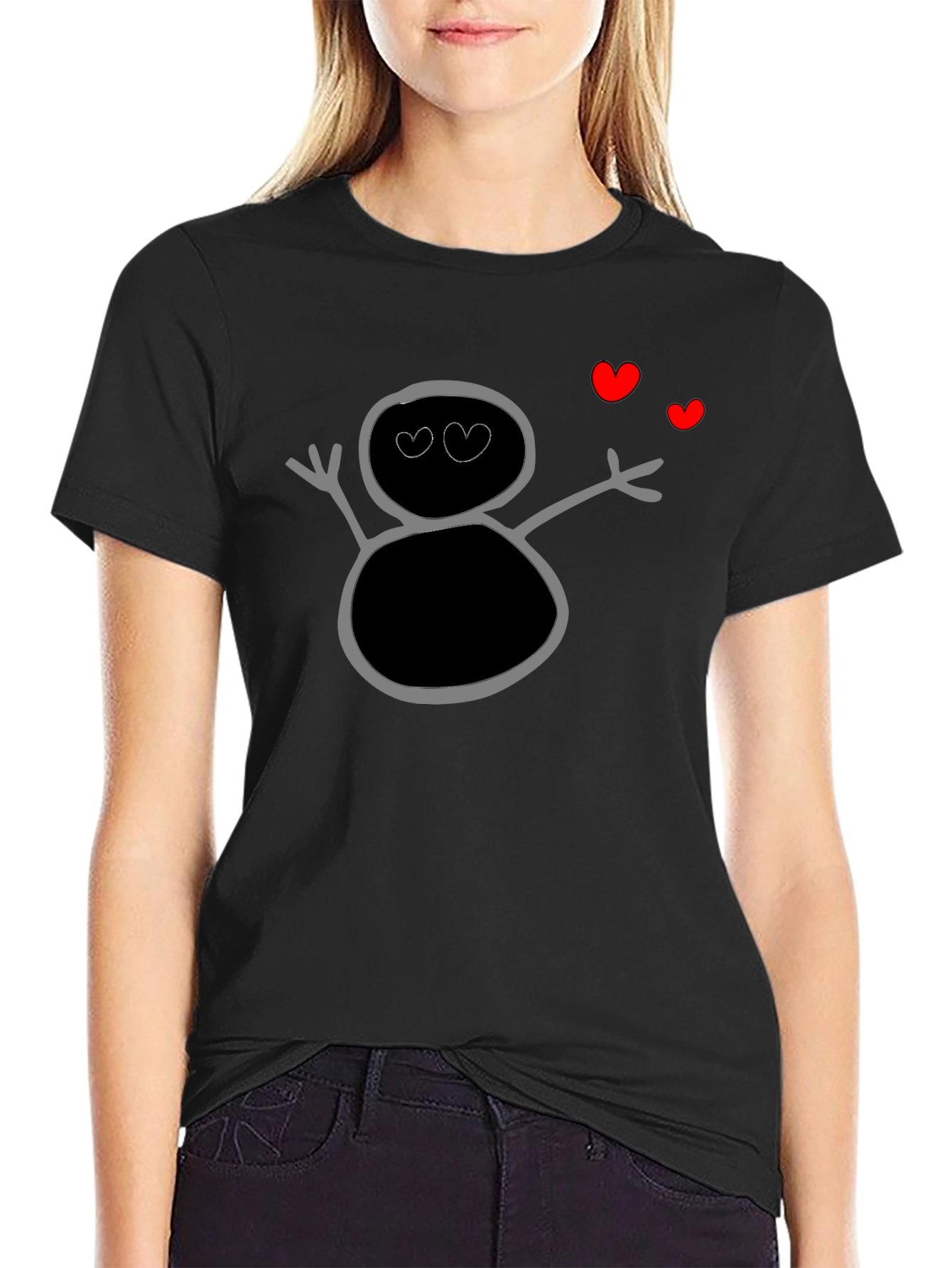 Whimsical Heart-Eye Doodle Tee - Comfort & Style