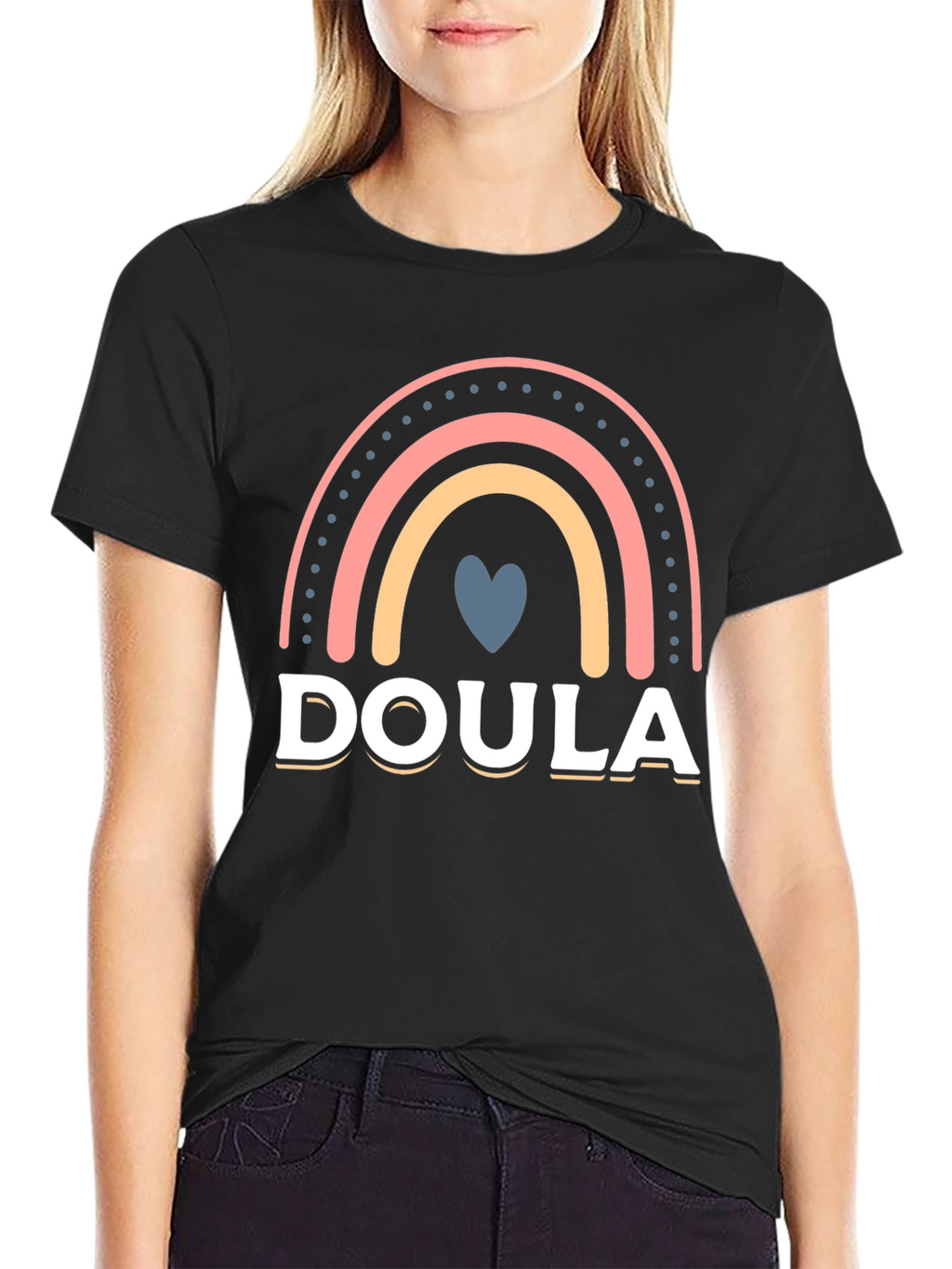 Doula Rainbow Heart T-Shirt Supportive Labor Assistant