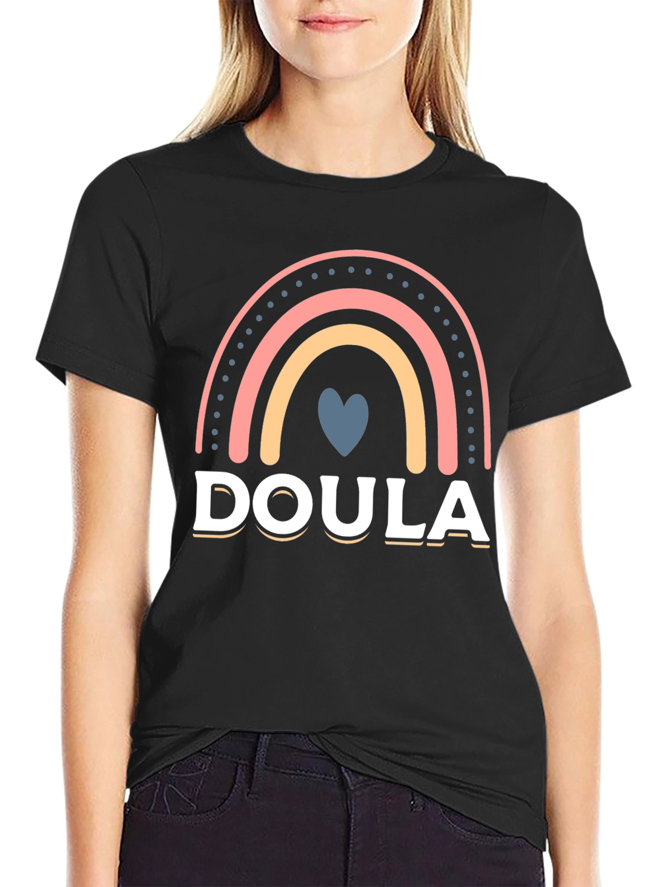 Doula Rainbow Heart T-Shirt Supportive Labor Assistant
