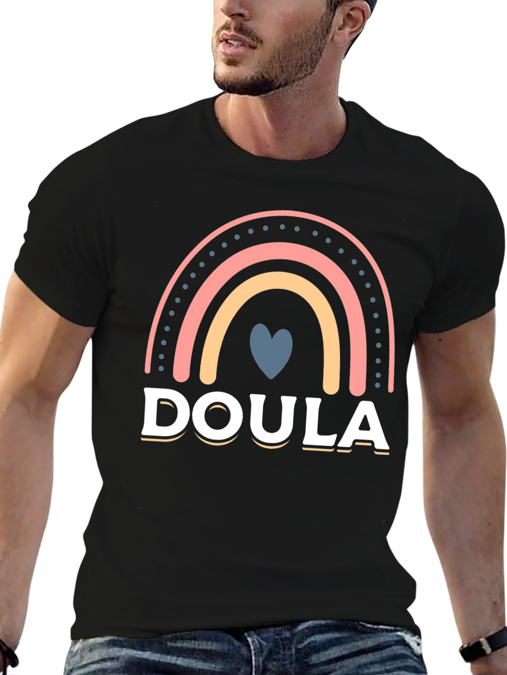 Doula Rainbow Heart T-Shirt Supportive Labor Assistant
