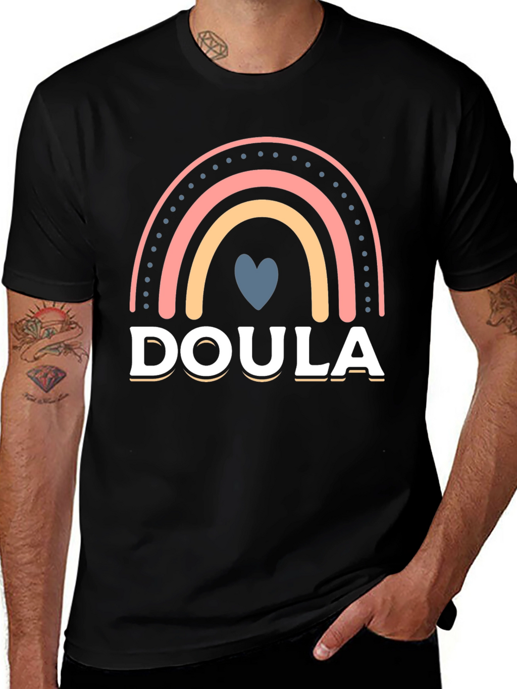 Doula Rainbow Heart T-Shirt Supportive Labor Assistant