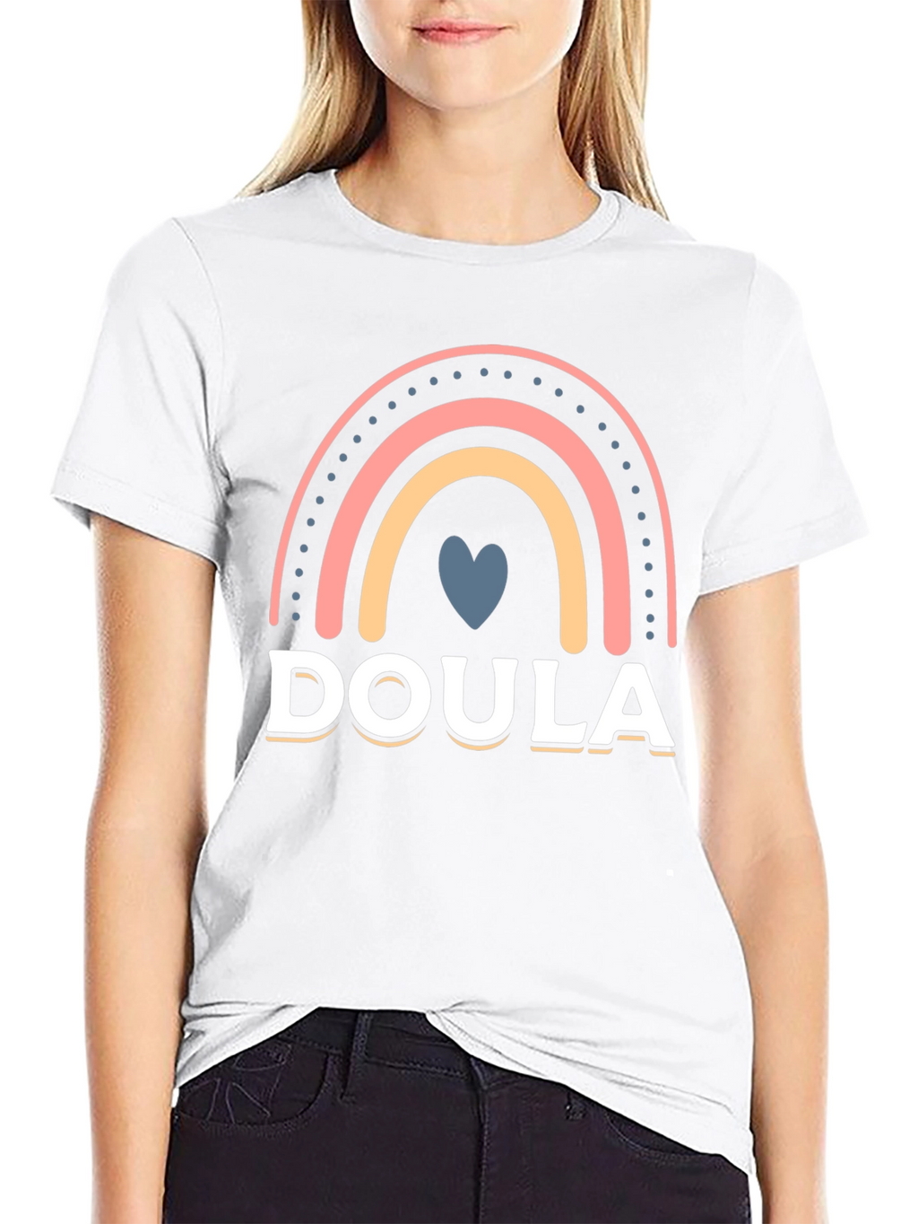 Doula Rainbow Heart T-Shirt Supportive Labor Assistant