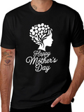 Happy Mothers Day Graphic Tee - Black Cotton Blend