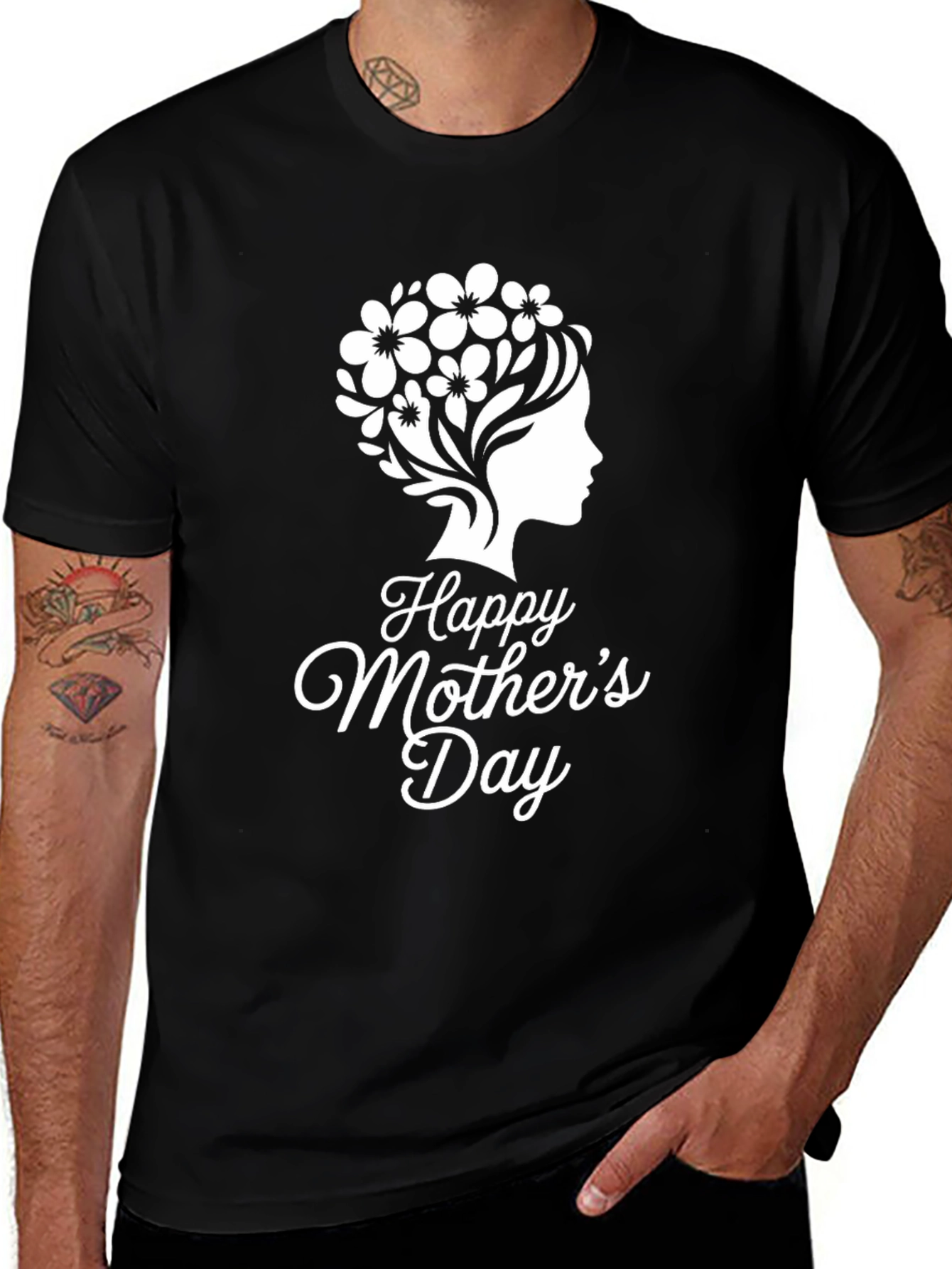 Happy Mothers Day Graphic Tee - Black Cotton Blend