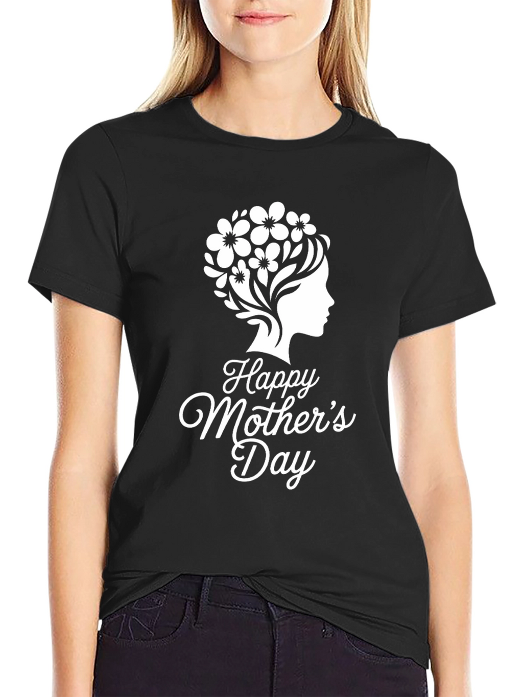 Happy Mothers Day Graphic Tee - Black Cotton Blend