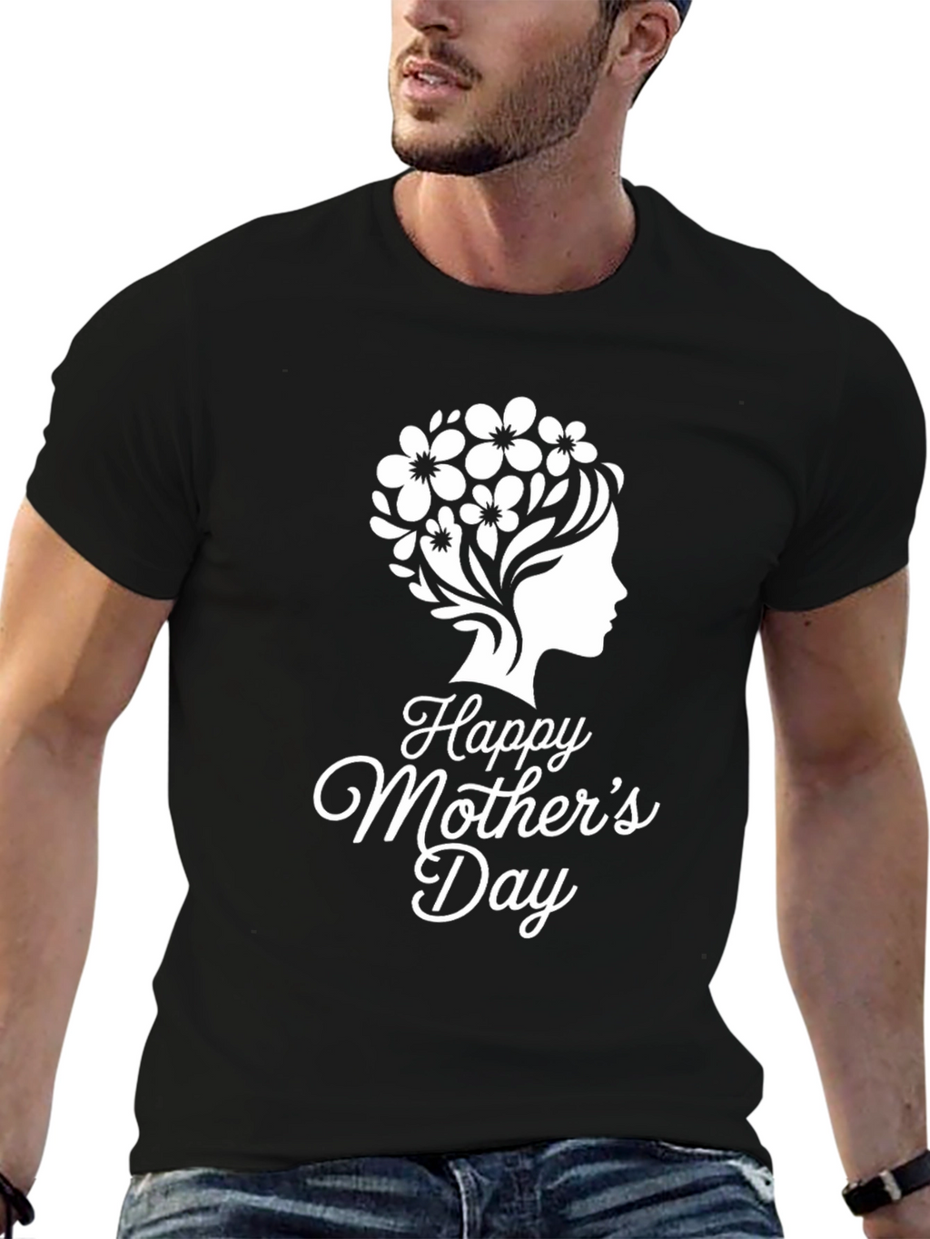 Happy Mothers Day Graphic Tee - Black Cotton Blend