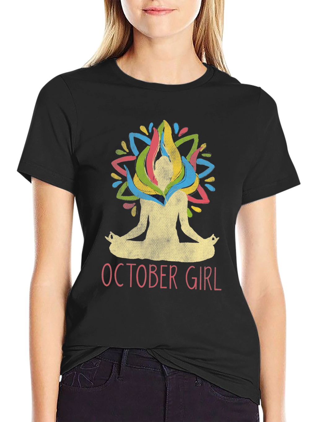 October Girl Yoga Lotus Pose T-Shirt