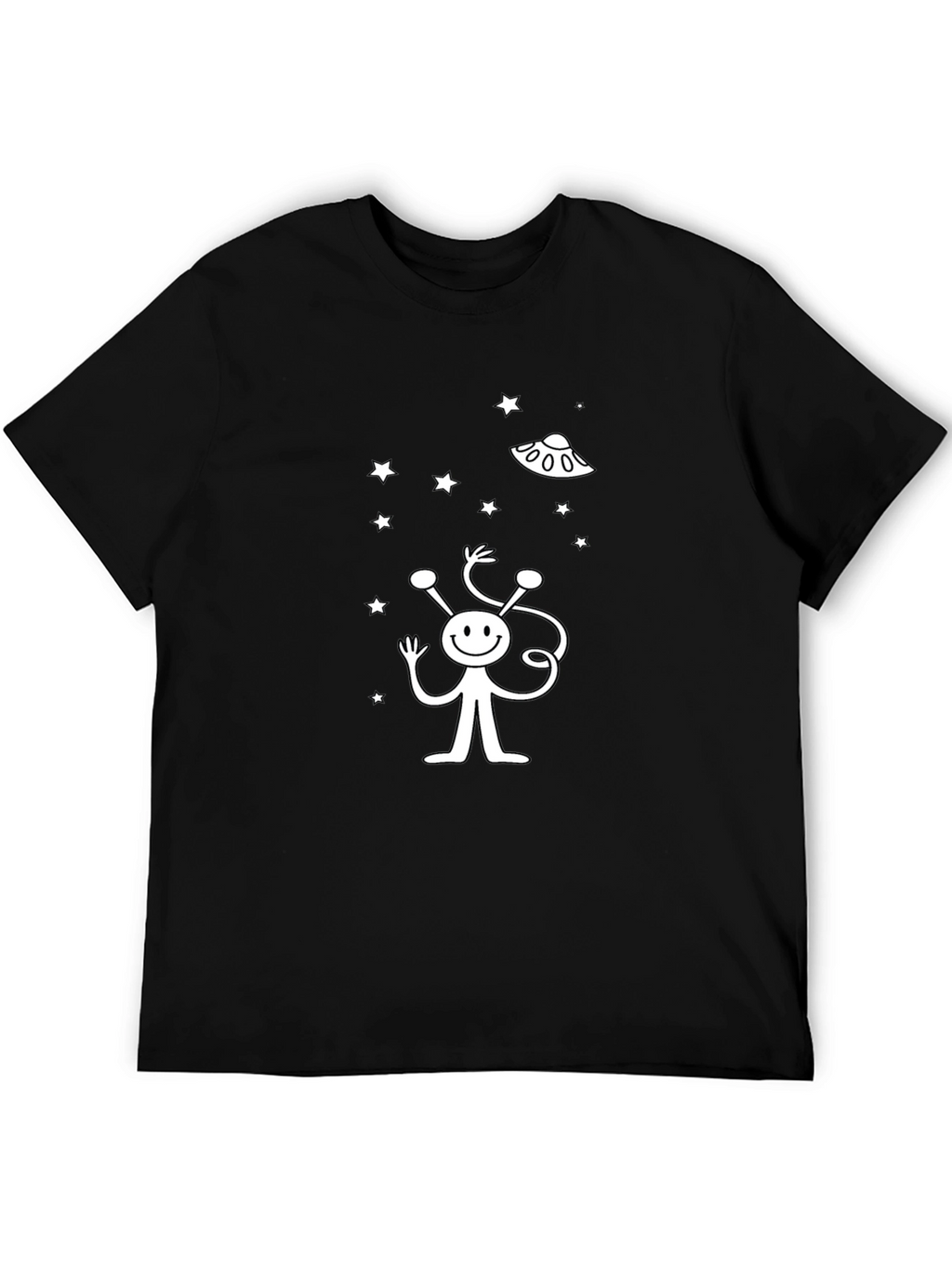 Alien UFO Graphic Black T-Shirt