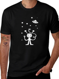 Alien UFO Graphic Black T-Shirt