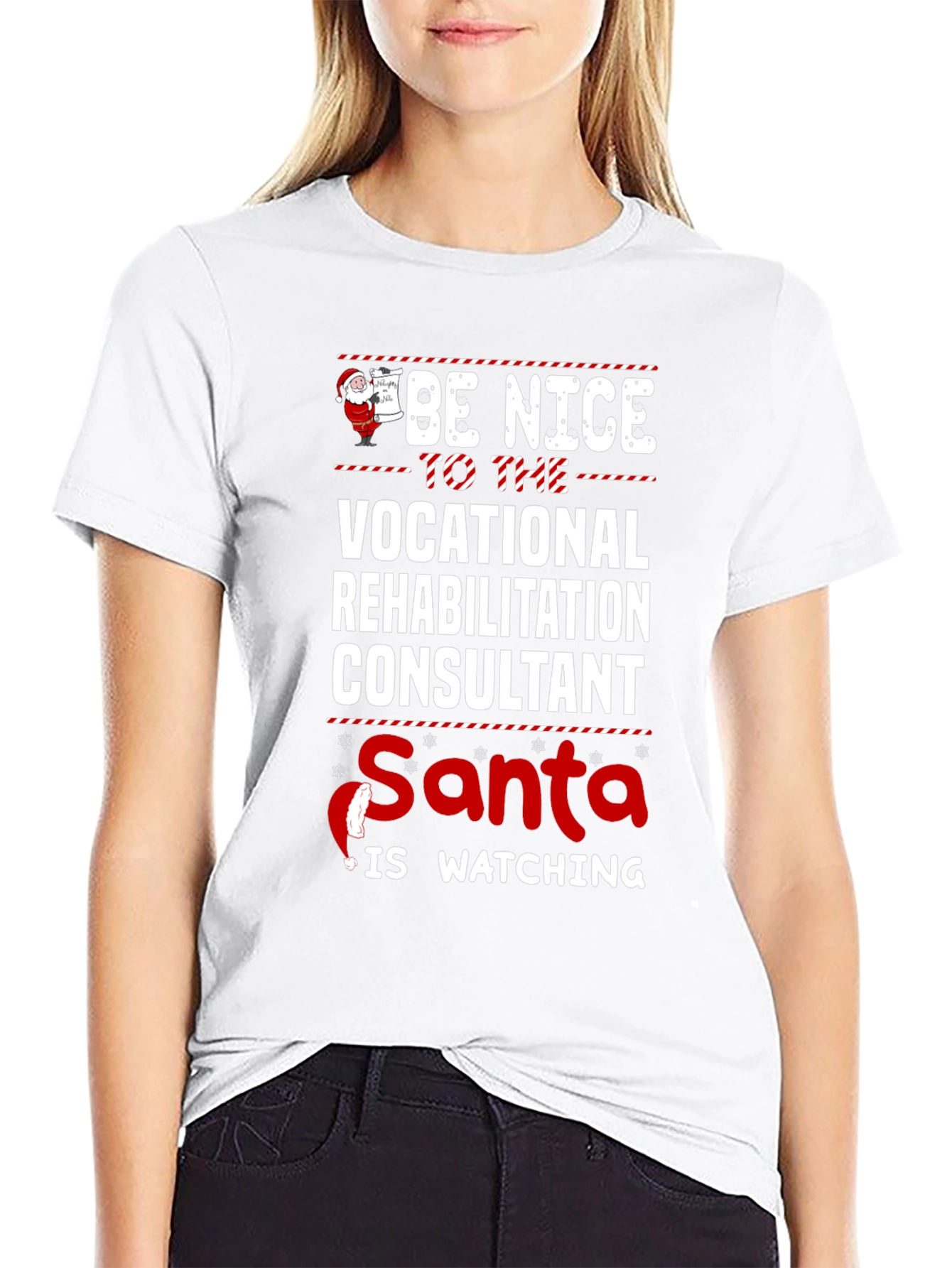 Vocational Rehab Consultant Santa Watching T-Shirt