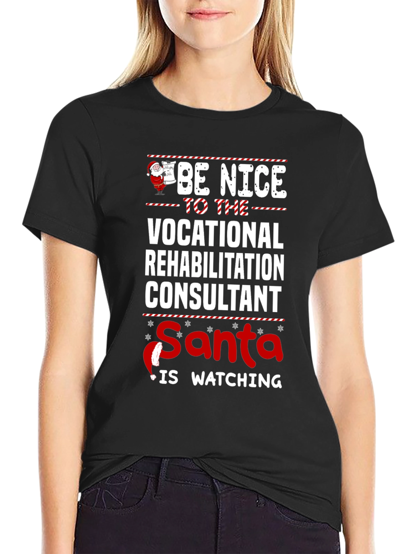 Vocational Rehab Consultant Santa Watching T-Shirt