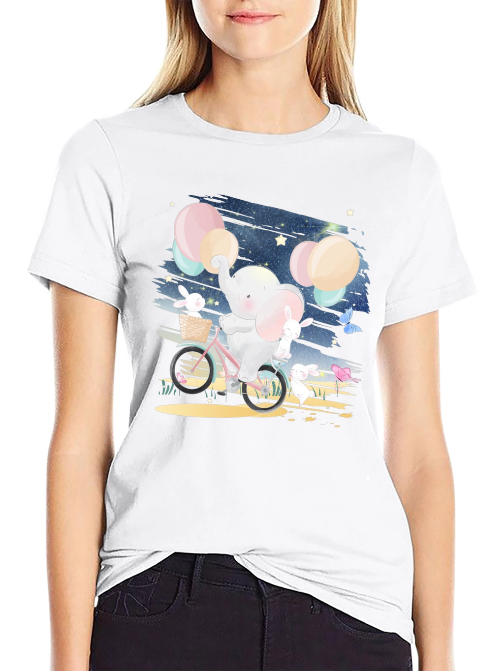Elephant & Bunnies Bike Ride Graphic Tee