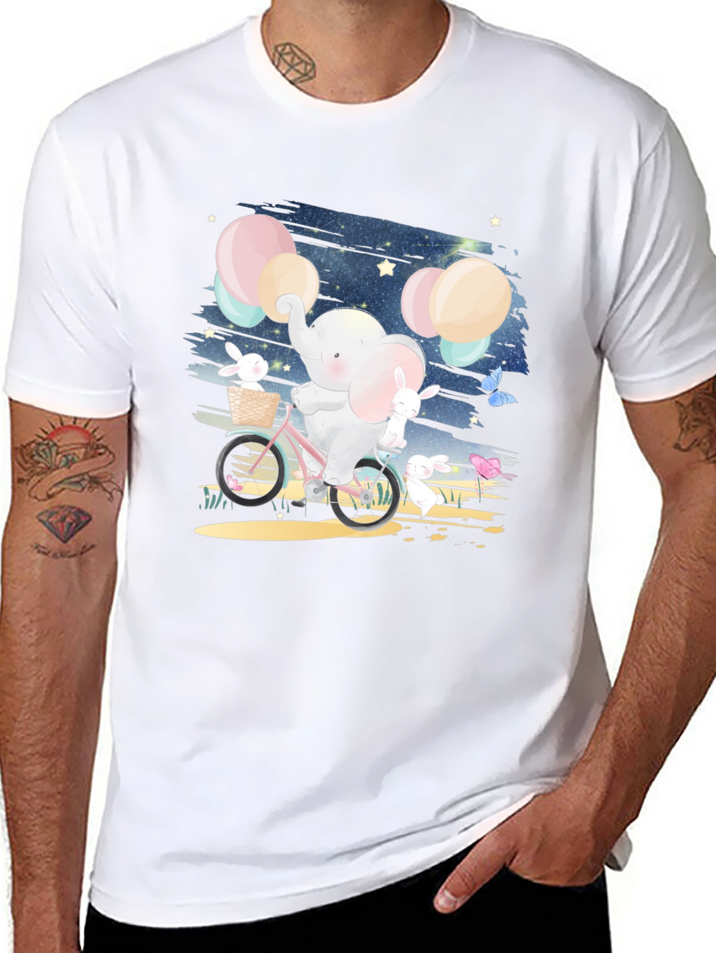 Elephant & Bunnies Bike Ride Graphic Tee