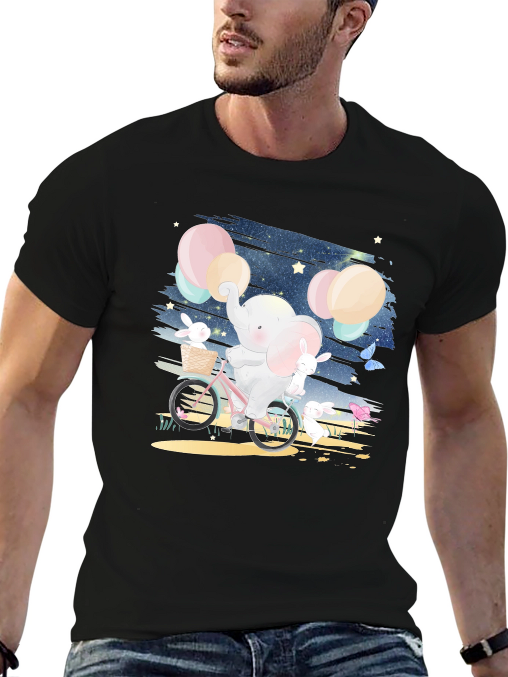 Elephant & Bunnies Bike Ride Graphic Tee