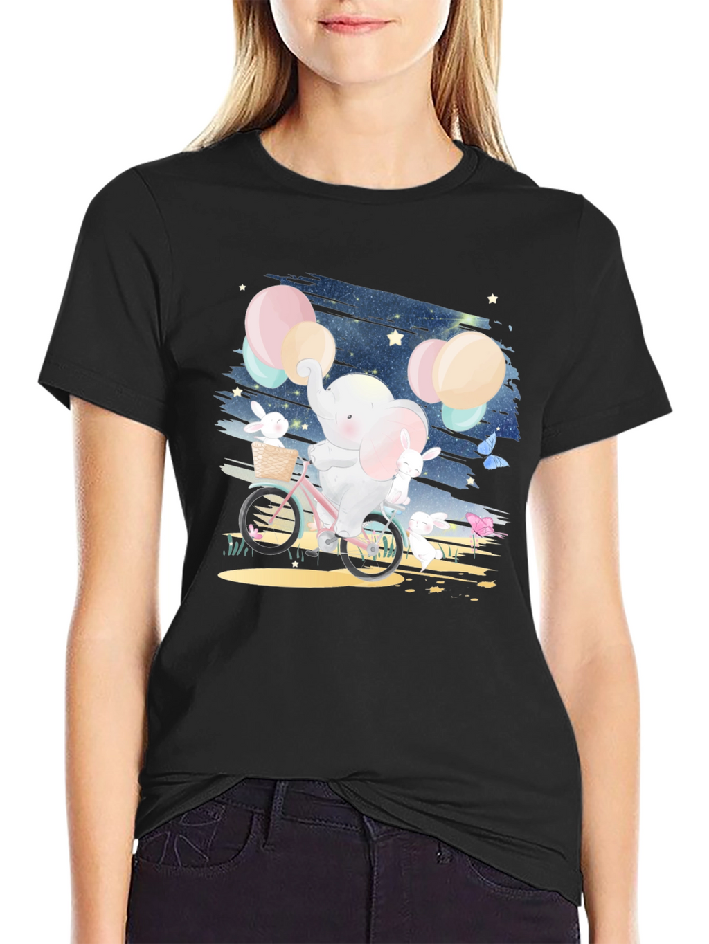 Elephant & Bunnies Bike Ride Graphic Tee