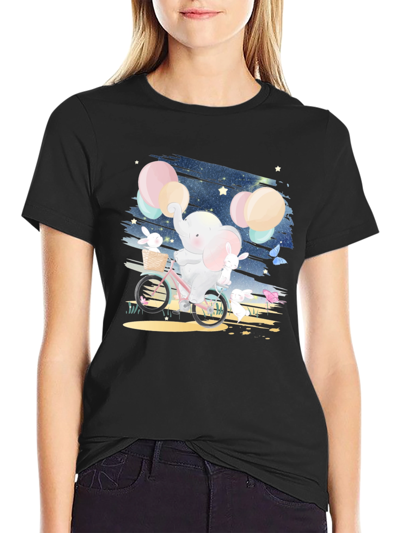 Elephant & Bunnies Bike Ride Graphic Tee
