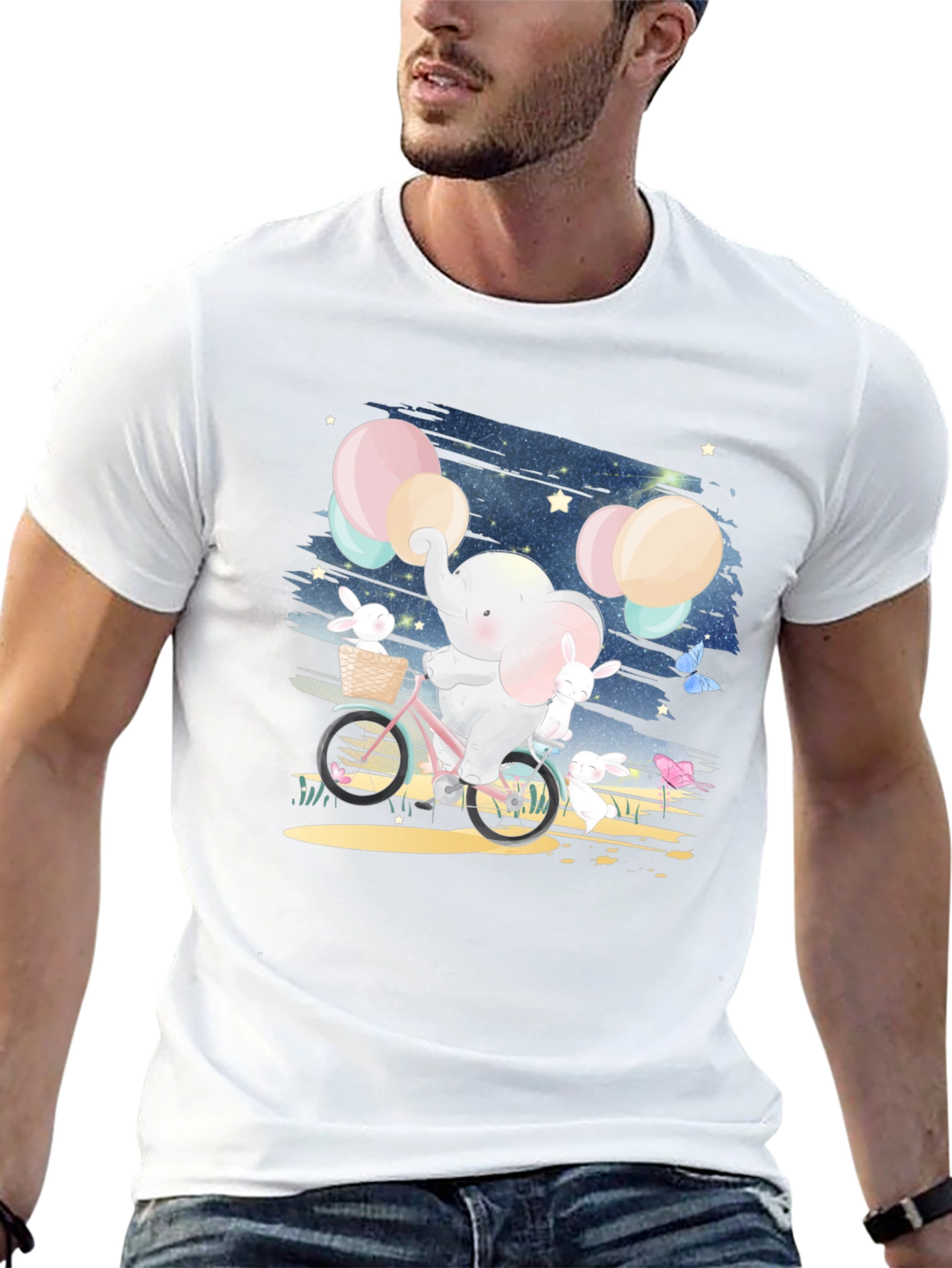 Elephant & Bunnies Bike Ride Graphic Tee