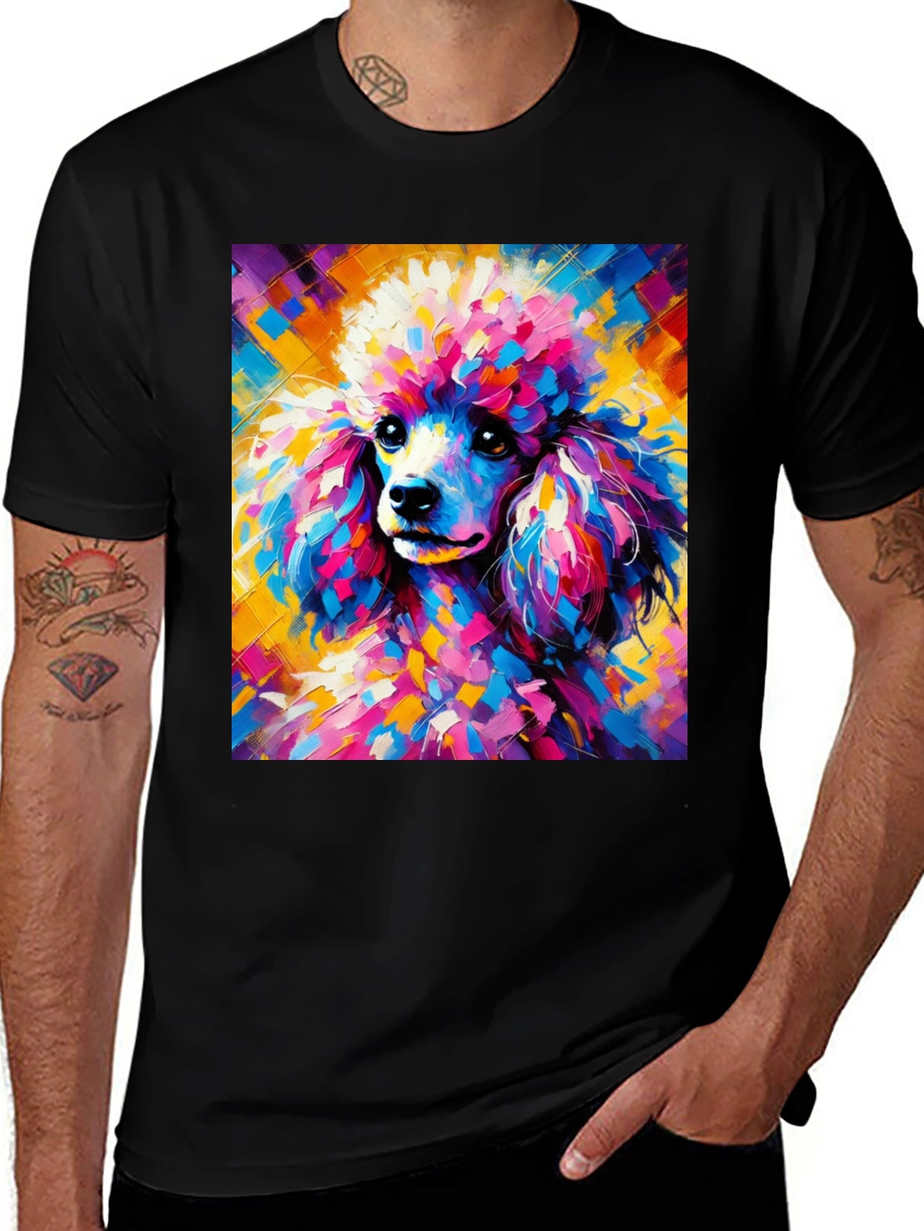Colorful Poodle Art T-Shirt - Unique Graphic Tee
