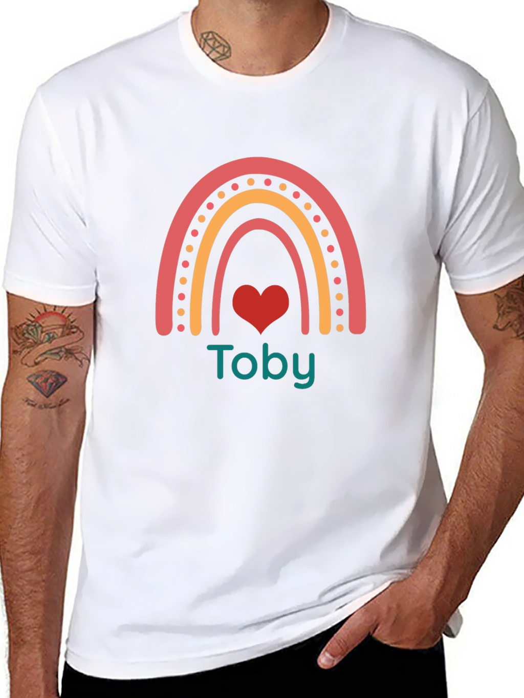 Personalized Toby Rainbow Heart T-Shirt