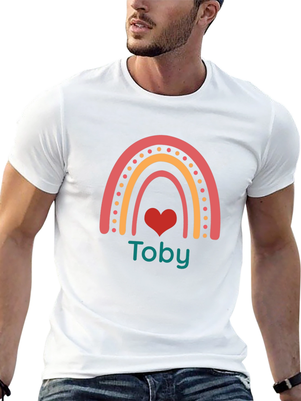 Personalized Toby Rainbow Heart T-Shirt