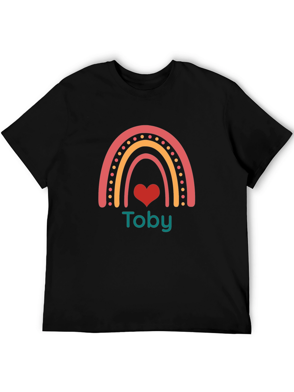 Personalized Toby Rainbow Heart T-Shirt