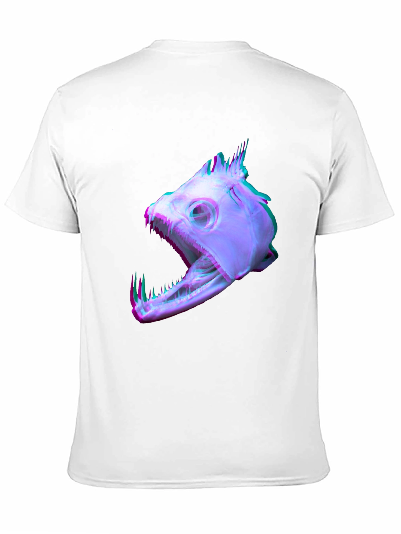 Unique Fish Skull Graphic Print Black T-Shirt