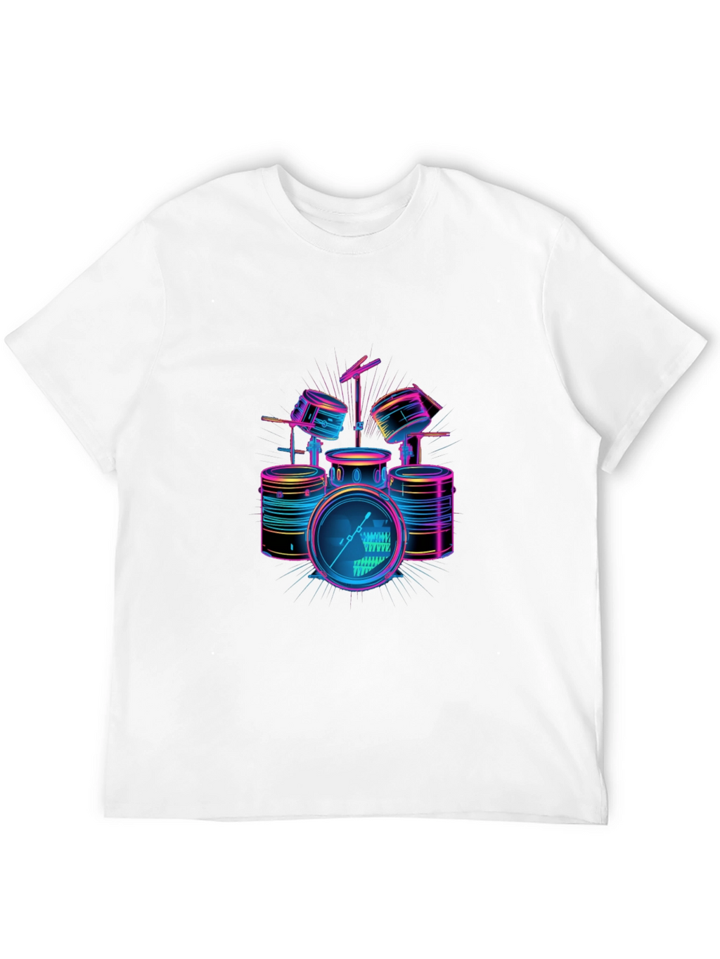 Neon Drum Set Graphic Black T-Shirt