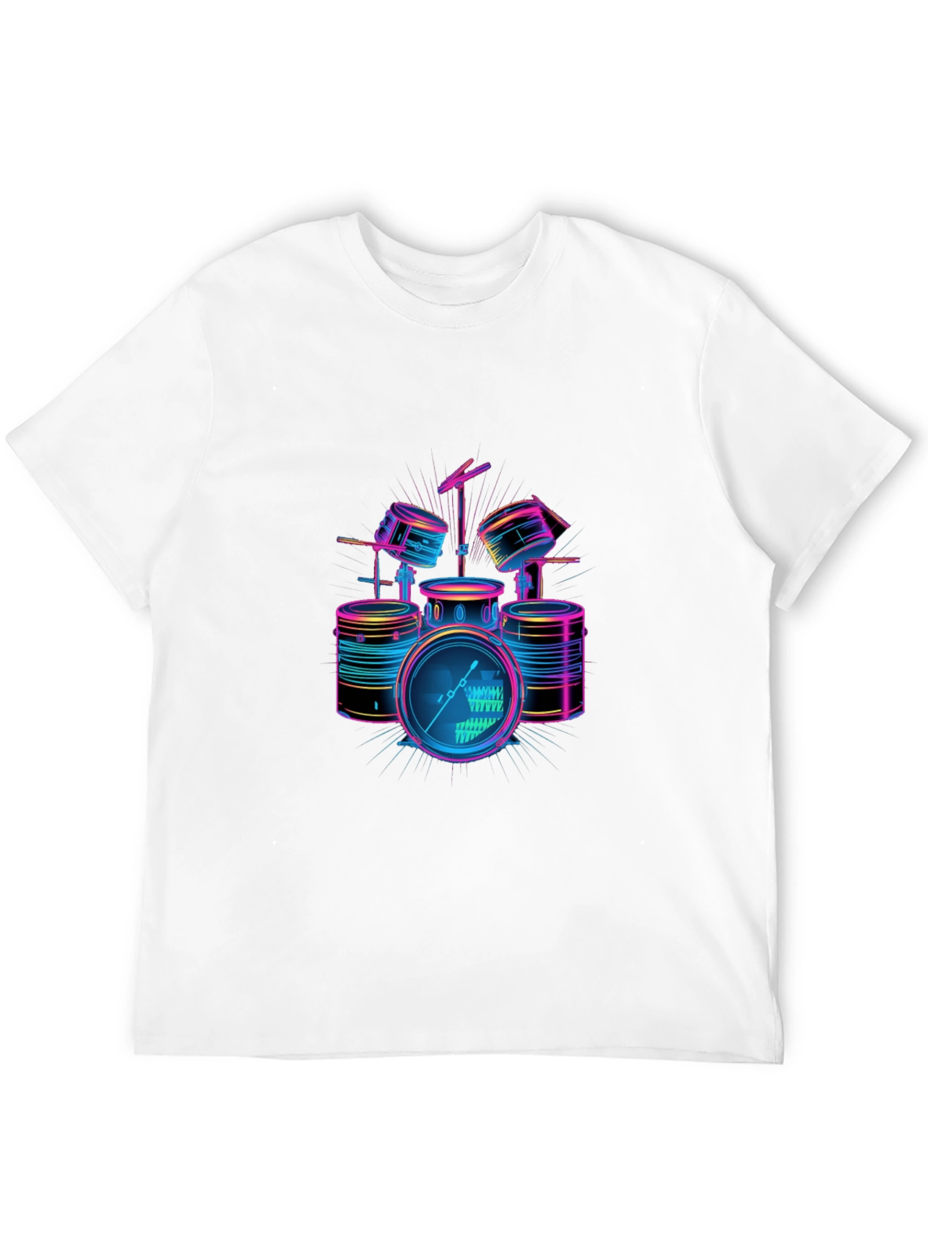 Neon Drum Set Graphic Black T-Shirt