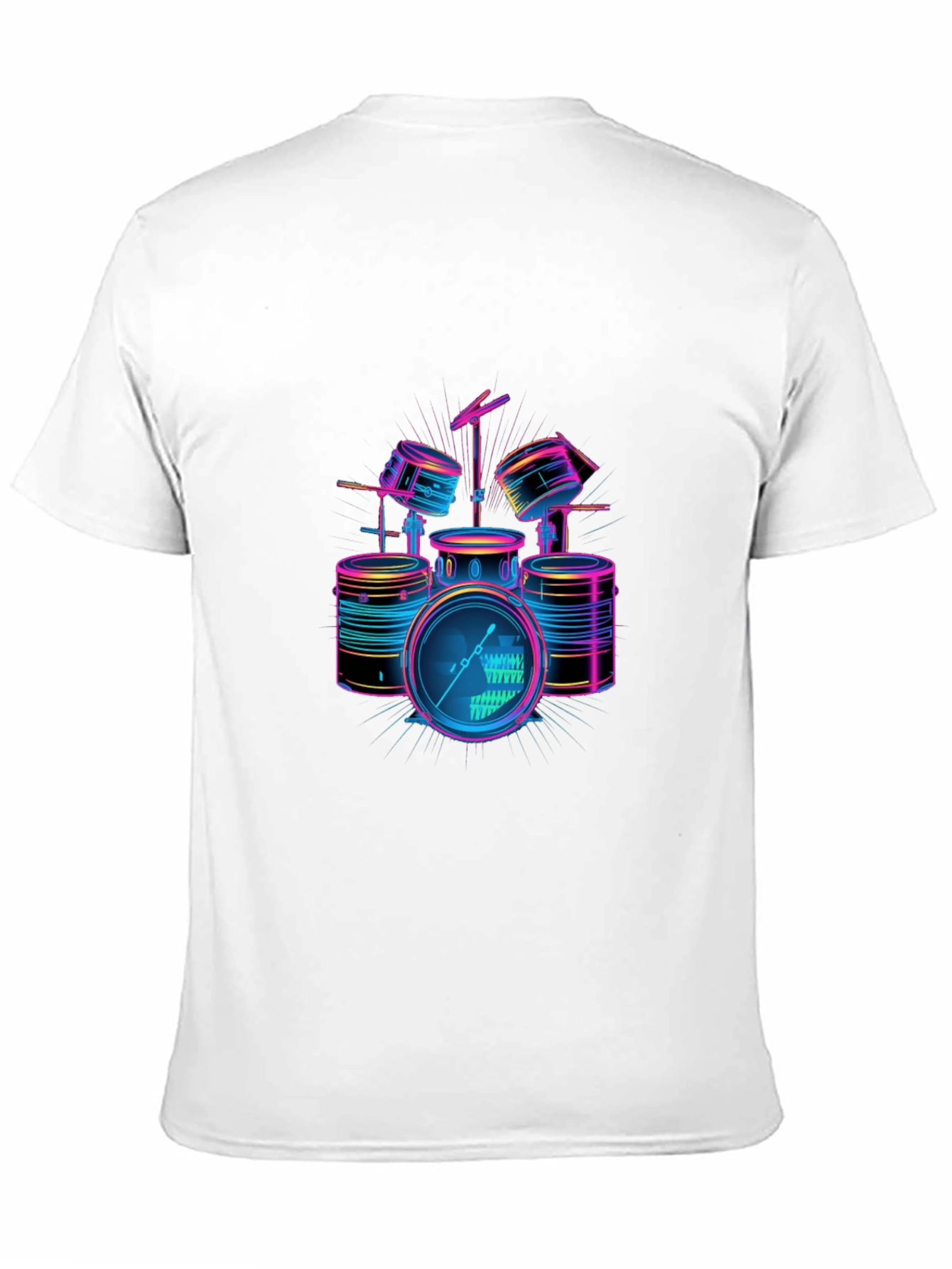 Neon Drum Set Graphic Black T-Shirt