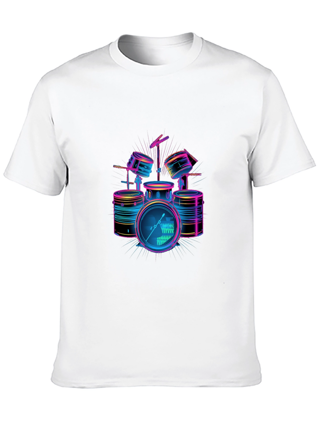 Neon Drum Set Graphic Black T-Shirt