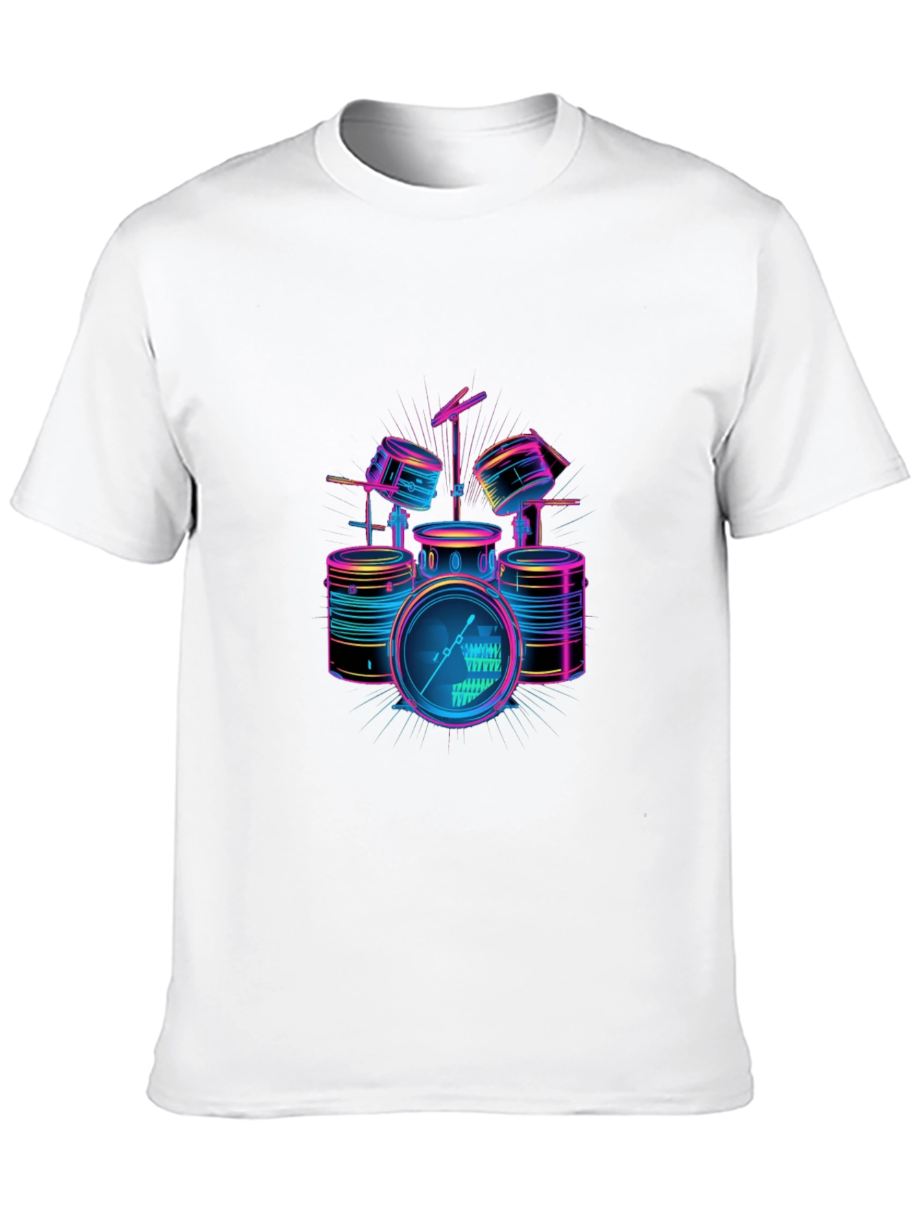 Neon Drum Set Graphic Black T-Shirt