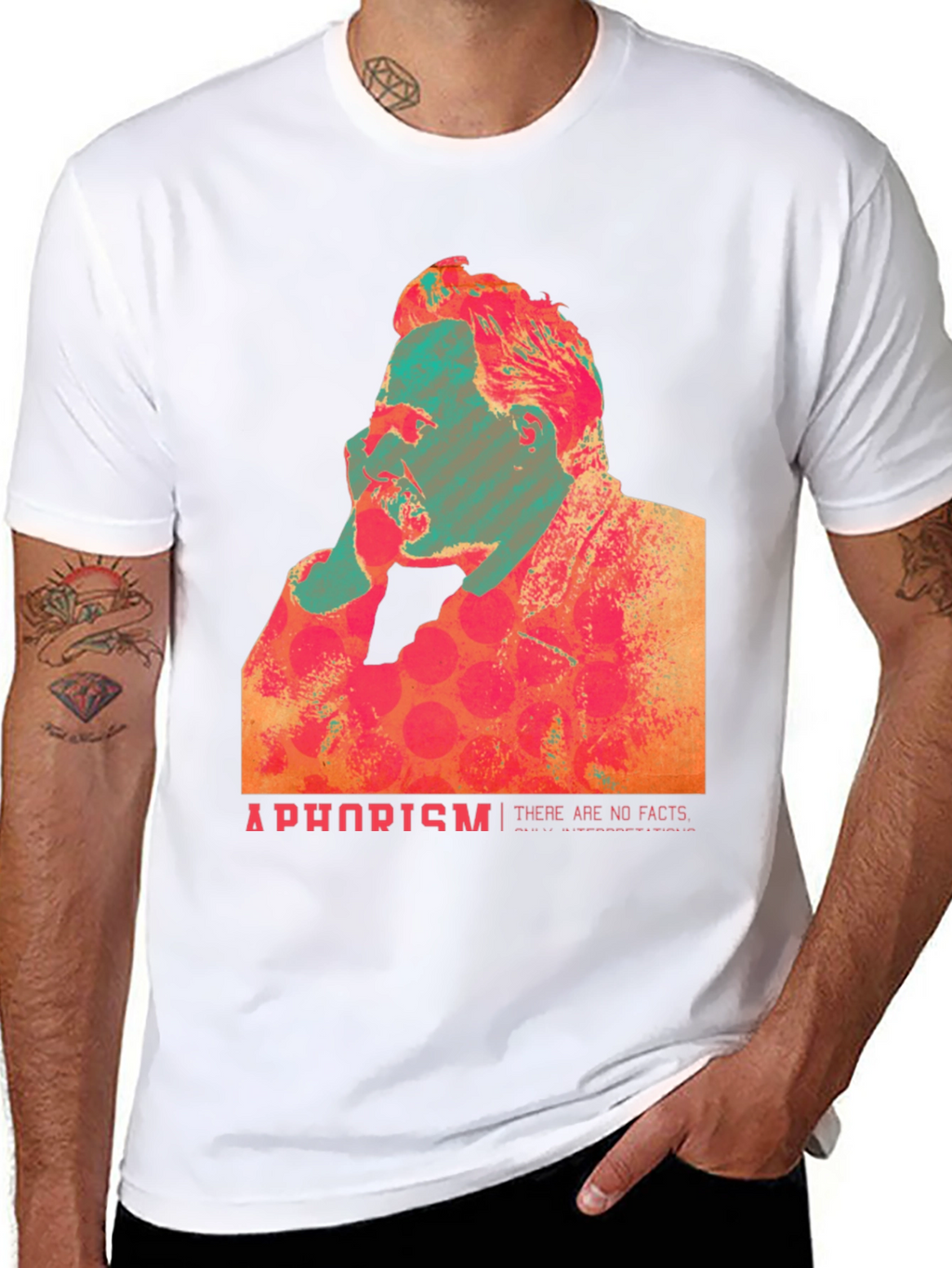 Abstract Nietzsche Quote Graphic T-Shirt