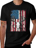 American Flag Deer Skull Graphic Tee